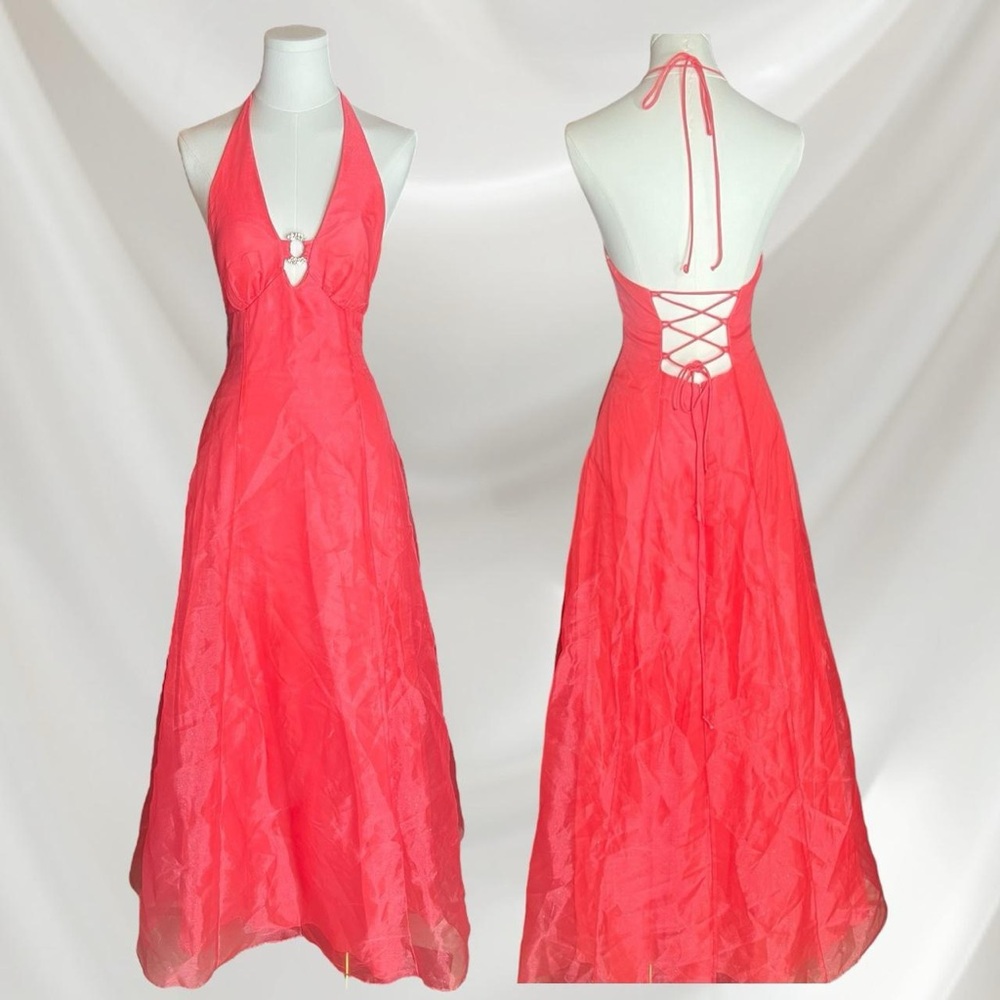 Elegant Halter Neck Pink Dress